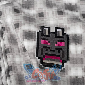 COSFUN Original Ender Dragon Cosplay Full Zip Hoodie, white and grey hoodie with ender dragon shaped badge