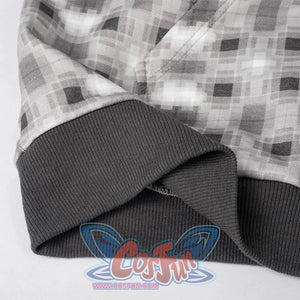 COSFUN Original Ender Dragon Cosplay Full Zip Hoodie, white and grey hoodie with ribbed hem