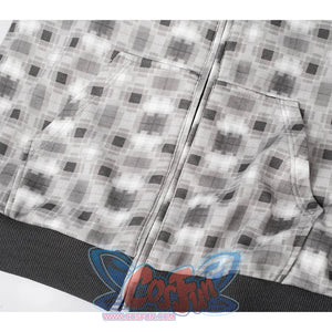 COSFUN Original Ender Dragon Cosplay Full Zip Hoodie, white and grey hoodie, showing pocket on the front