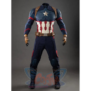 Front view of Captain America cosplay costume without helmet, showing chest armor and star badge