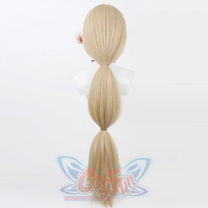 Hazbin Hotel Charlie Morningstar cosplay wig, back view of long blonde hair in pigtail style