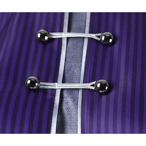 The buttons on the inner garment are metal snap buttons.