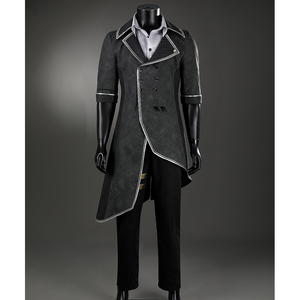 Clair Obscur: Expedition 33 Verso Cosplay Costume, lack and grey coat, front view.