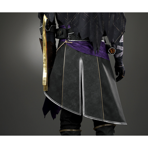 Clair Obscur: Expedition 33 Verso Cosplay Coat, asymmetrical hem, back view.