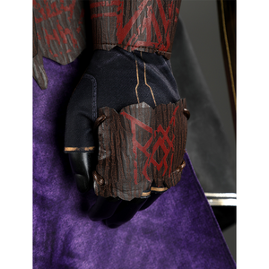 Clair Obscur: Expedition 33 Verso Cosplay Costume, brown wood grain armor has red pattern.