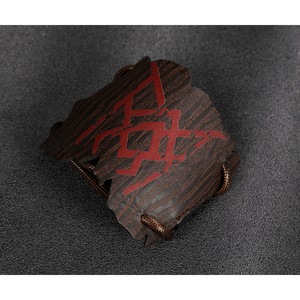 Clair Obscur: Expedition 33 Verso Cosplay Costume, brown wood grain armor has red pattern.