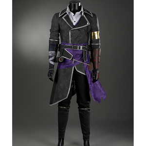 Clair Obscur: Expedition 33 Verso Cosplay Costume, front view of black coat and purple waist.
