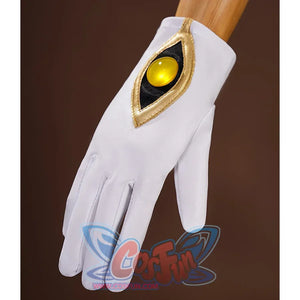 Code Geass: Lelouch of the Rebellion Suzaku Kururugi Knight of Zero Cosplay Costume's gloves is white, with gold eye and topaz.