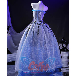 Corpse Bride Emily Cosplay Costume, back strap design for adjustable size,back view