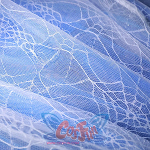 Corpse Bride Emily Cosplay Costume, blue lining with white spider mesh outside