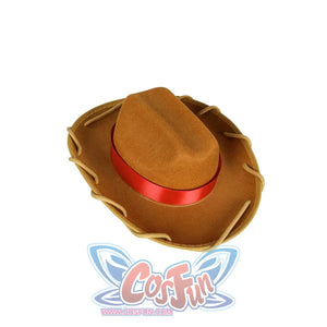 op view of the Cowgirl Peach hat for Cowgirl Peach cosplay, highlighting the red band.