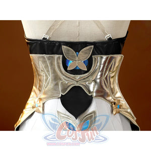 Back view of full bodysuit for DNA Duet Night Abyss Truffle cosplay costume with golden accents