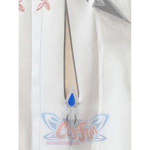 Hem decoration with blue gem pendant for DNA Duet Night Abyss Truffle cosplay costume skirt detail