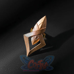 Honkai: Star Rail Anaxagoras Anaxa cosplay ring sets a textured bronze geometric design across a single finger accessory.