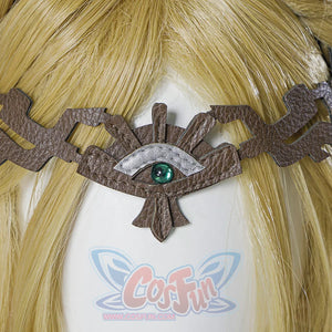 The Legend of Zelda Tears of the Kingdom Princess Zelda cosplay circlet centers white eye emblem.