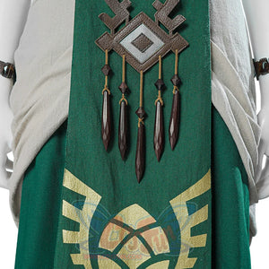 The Legend of Zelda Tears of the Kingdom Princess Zelda cosplay waist sash layers gold painted patterns above hanging.