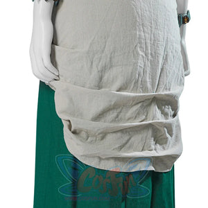 The Legend of Zelda Tears of the Kingdom Princess Zelda cosplay overskirt gathers beige draped fabric above teal.