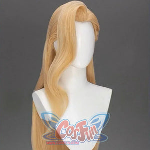 Side view of styled blonde wig inspired by Dagger Tandy