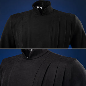Luke Skywalker cosplay costume cloak shoulder closeup showing fabric texture and seams