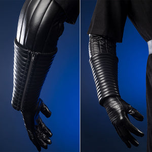 Luke Skywalker cosplay costume arm bracers detail showing ribbed metallic texture