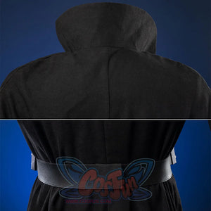 Luke Skywalker cosplay costume back view featuring hood and wide pleather waist belt