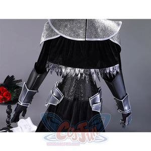 Yuria cosplay costume black coat with ornate collar and decorative trim waistband detail