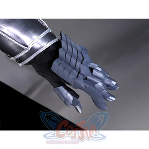 Yuria cosplay costume articulated gauntlets with finger plates and silver-trimmed wrist guards