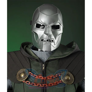 Doctor Doom Cosplay Costume mask is silver with lots of rivets, this set does not include a mask.