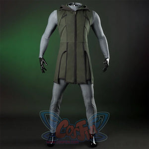 Doctor Doom Cosplay Costume hem, the clothes are dark green and make of windbreaker, canvas with a black edge, Inside is a printed suit.