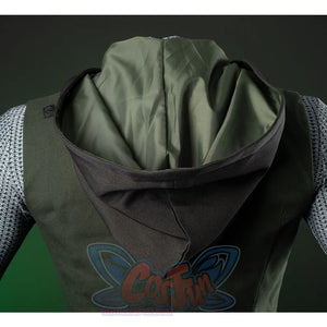 Doctor Doom Cosplay Costume back view of the inner set, the clothes are dark green with a hat, and make of windbreaker, canvas.