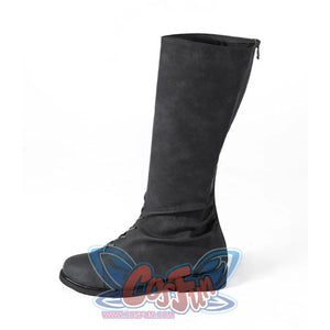 Dunk cosplay knee-high boot side view showing smooth fabric upper and back zipper closure, single boot on white background