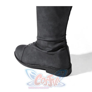 Dunk cosplay boot close-up of dark toe cap and flat rubber sole, showing side angle on white background
