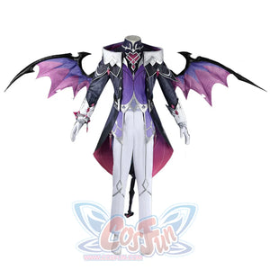 Genshin Impact Durin cosplay costume full body purple wings dark armor white pants tail accessory