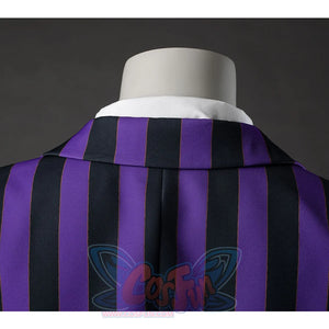 TV Enid Sinclair School Uniform Cosplay Costume close-up of back collar, the stripes are symmetrical.