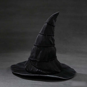 COSFUN Movie Green Witch cosplay hat layers pleated muslin cloth into tiered horizontal sections.