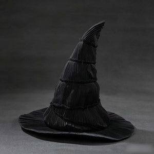 COSFUN Movie Green Witch cosplay hat layers pleated muslin cloth into tiered horizontal sections.