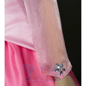 Fairy Tale Aurora Princess Cosplay Costume Sparkling Pink Gown, light pink sleeves with flower decoration