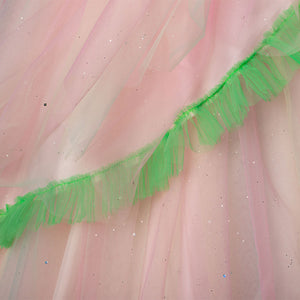 Skirt detail: Glinda Cosplay Costume skirt texture and fabric close-up.