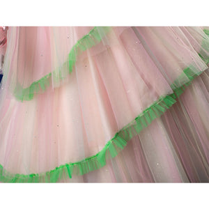 Skirt detail: Glinda Cosplay Costume skirt hem and layers close-up.