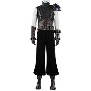 COSFUN Final Fantasy VII Rebirth FF7R Cloud Strife cosplay costume layers shoulder pauldrons over a ribbed vest.