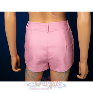 Aerith cosplay pink shorts back view