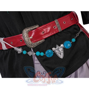Final Fantasy XVI Joshua Rosfield Cosplay Costume, red belt with blue and sliver waist ornament.