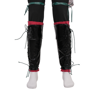 Final Fantasy XVI Joshua Rosfield Cosplay Costume, black and red shoe covers, back view.