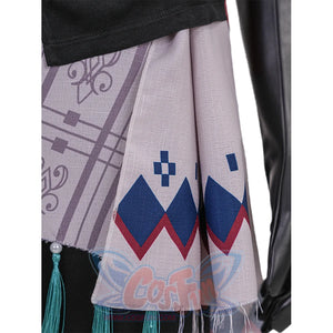 Final Fantasy XVI Joshua Rosfield Cosplay Costume, apricot-colored belt flaps with red and blue floral print.