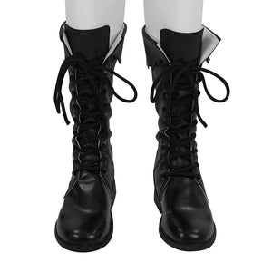 Final Fantasy XV Noctis Cosplay Boots, black knee-high boots with lace-up design.