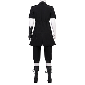 Final Fantasy XV Noctis Cosplay Costume, the all-black design features detailed craftsmanship, back view.