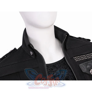 Final Fantasy XV Noctis Cosplay Costume, lapel design, with buttons to secure the collar.