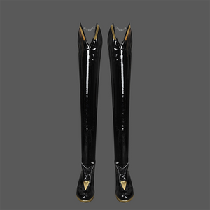 Game Rivals Emma Frost Cosplay Boots, these high boots are made of black matte-tanned PU leather.