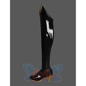 Game Rivals Emma Frost Cosplay Boots, The bottom of the boots is gold, and there are gold accents on the upper and the top of the boots as well.