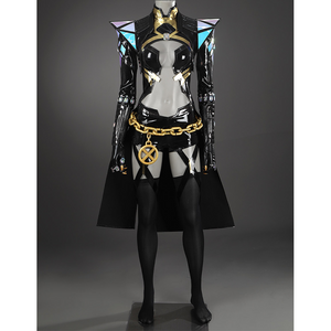 Game Rivals Emma Frost Cosplay Costume, the outfit is made entirely of black PU leather.